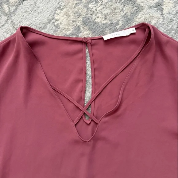 Lush Dusty Rose Crisscross Blouse - Picture 4 of 9